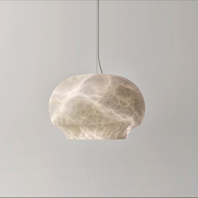 Alabaster Bowl-Shaped Pendant for Dining Room