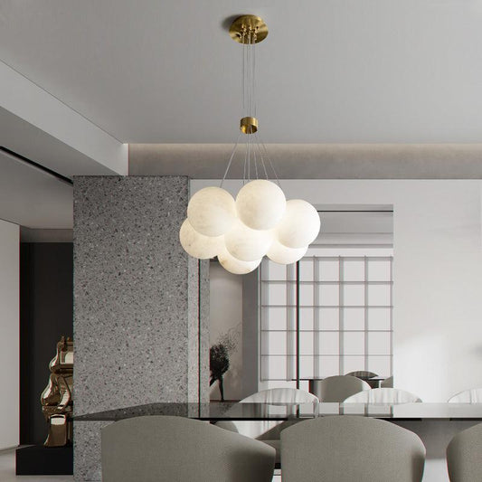 Alabaster Round Art Pendant Light