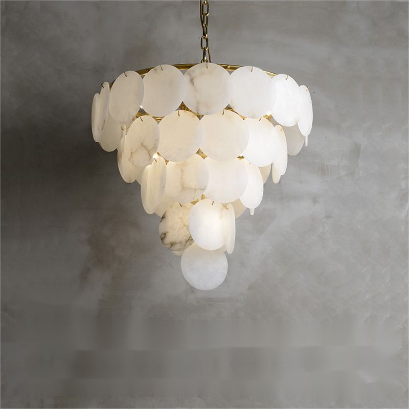 Alabaster Magnolia Multi-Tiered Round Chandelier