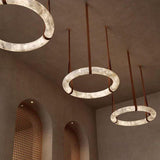 Alabaster Oslo Round Art Chandelier