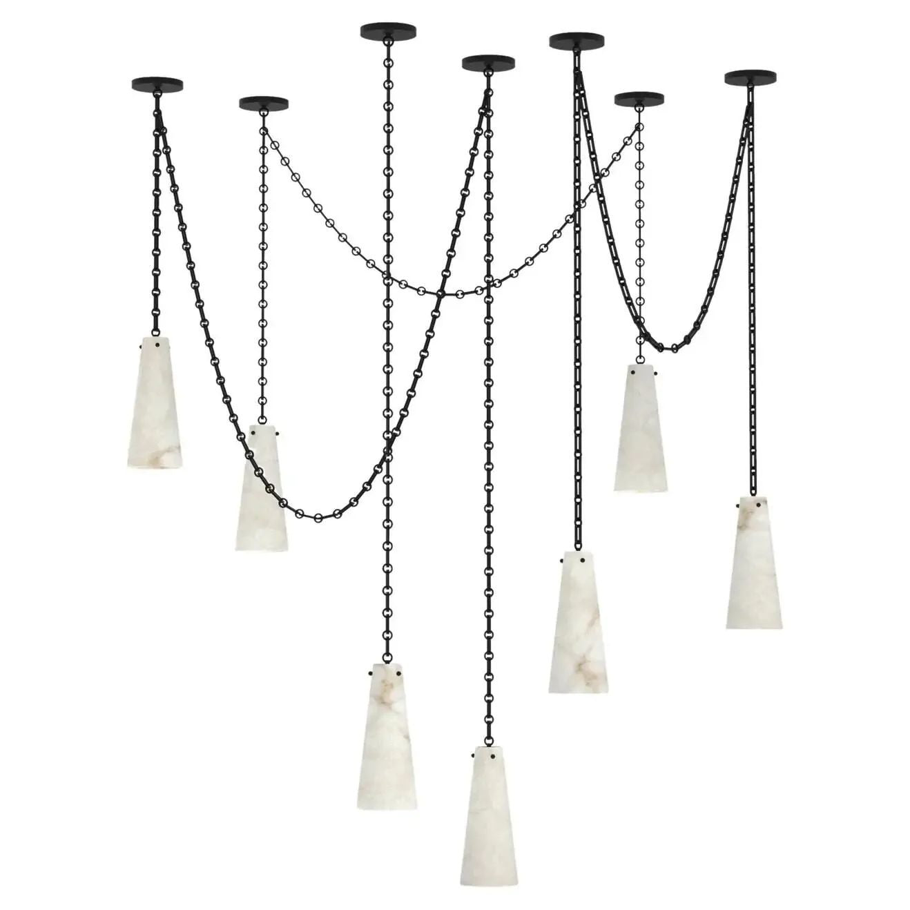 Steven Contemporary Alabaster Chandelier,7-Light Vintage Alabaster Pendant Cluster