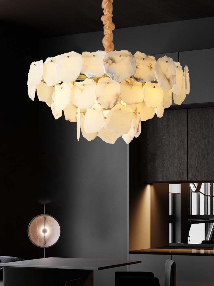 Alabaster Moira Modern Snowflake Multi-Layer Chandelier