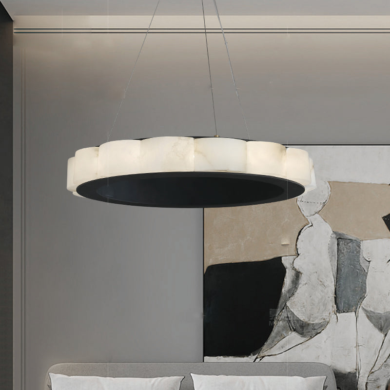 Moden Alabaster Round Chandelier Black