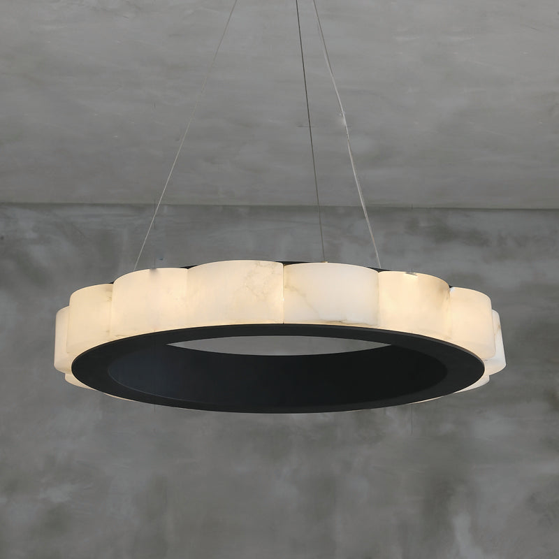 Moden Alabaster Round Chandelier Black