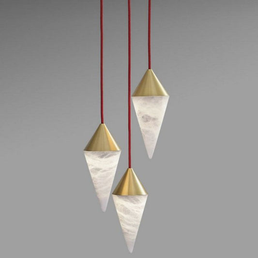 Modern Alabaster Cone Cluster Chandelier