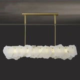 Alabaster Moira Marble Modern Snowflake Linear Chandelier