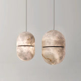 Modern Alabaster Oval Art Pendant Light